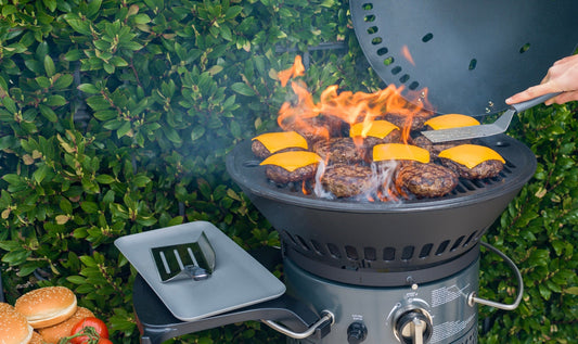 burgers on grill